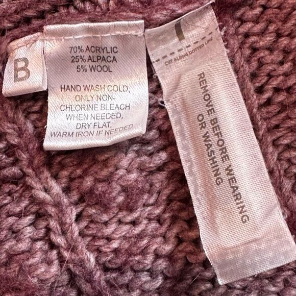 Loft Ann Taylor Alpaca Wool Blend Cardigan Women’s L Open Front Plum - Picture 12 of 12